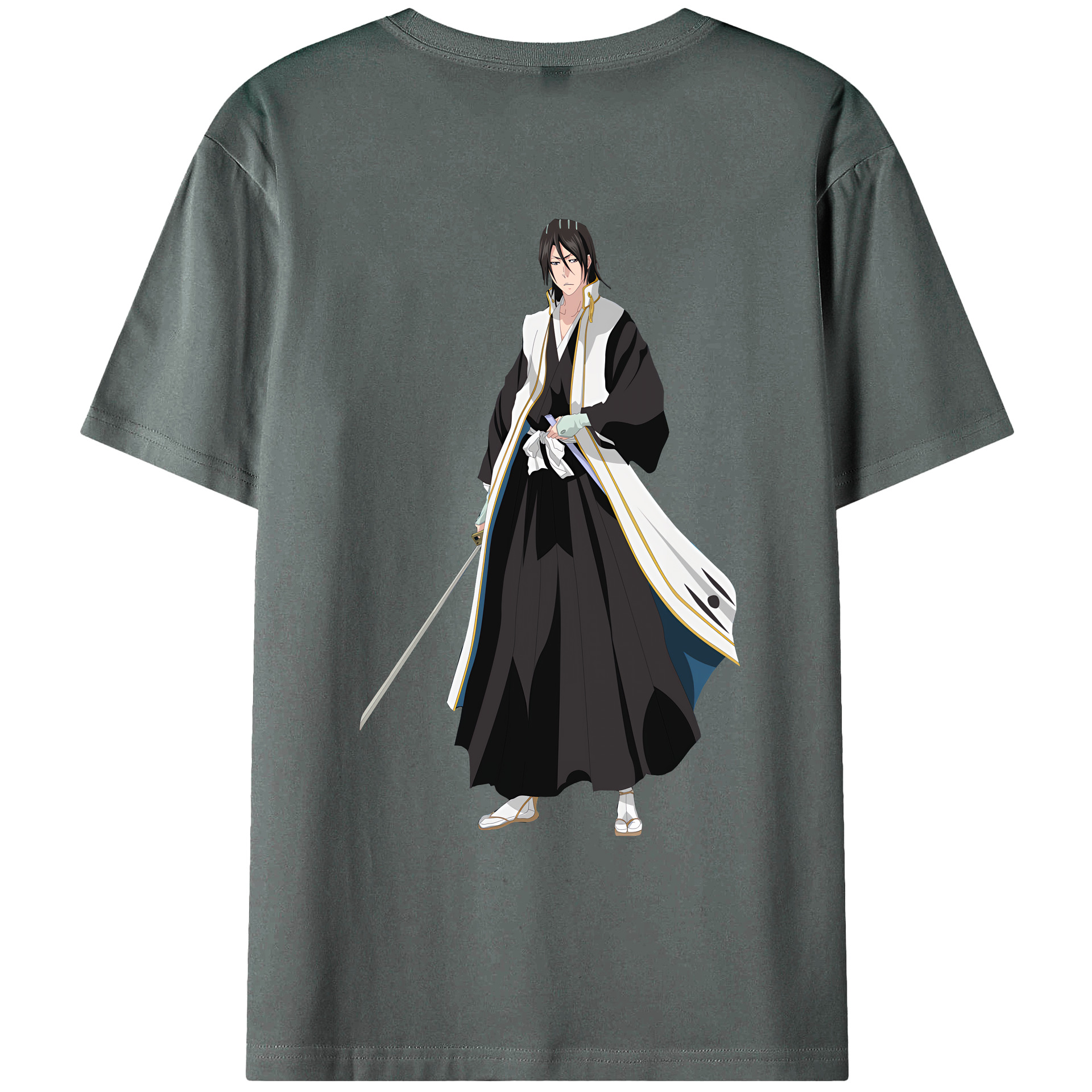 （画像用） ブリーチ くちき びゃくや BLEACH Kuchiki Byakuya 綿100％ メンズ半袖Tシャツ（バックプリント） 通気性